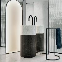 NOORTH milldue edition ROMA III Раковина напольная Ø450x880 мм., слив в пол, c донным клапан, корпус фрезерованный Grafite, раковина Bianco Carrara