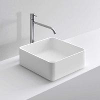 MILLDUE  Раковина  BASIC Q37 накладная из CERAMILUX ,37х37х13 см, без отв для смесителя, цвет белый матовый