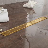 Plumberia Selection Трап душевой PS LINEAR 6x100 2устор. накладка из нерж.стали, комбинир.затвор с горизонт. Выпуском Ду 50мм,40л/мин, золото 24К