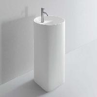 MILLDUE  Раковина  AZUMA 88 напольная из CRISTALPLANT ,D 44,6 см  H 88 см,слив в пол, 1 отв для смесителя, цвет белый матовый