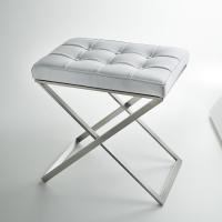 3SC Lino&Lone Стул с сиденьем из кожи со стежкой 50хh50х36 см, цвет белая кожа/никель сатинированный матовый