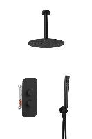 AQG Urban Flow, душевой комплект ER237 на 2 потребителя, с потолочным кронштейном, цвет черный матовый