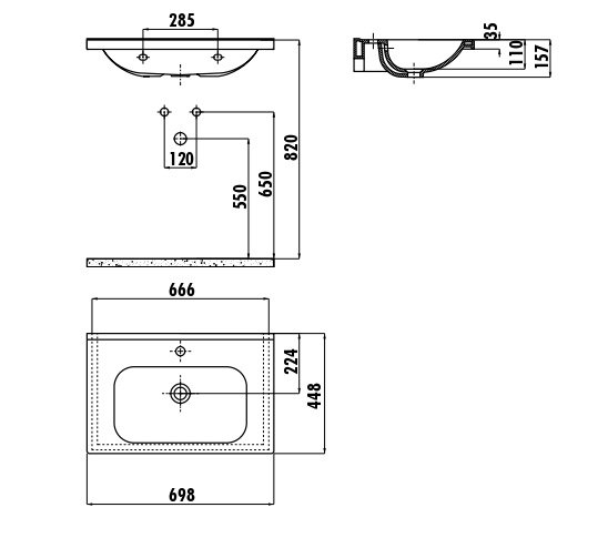 CREAVIT Раковина мебельная/подвесная (45*70см) ID070.00000 