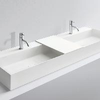 MILLDUE  Раковина  MAN 126 накладная из CRISTALPLANT ,126,5х47,2 см, с 2 отв для смесителя, цвет белый матовый