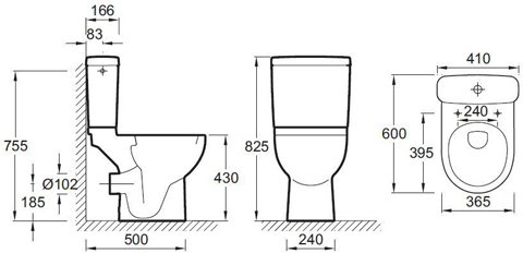 E4702-00 /18557K-00/ унитаз ODEON UP гориз /59x36.5x43/ (бел) 