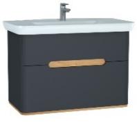 Тумба  Sento с раковиной, с 2 ящиками, 100 см, с LED подсветкой, цвет матовый антрацит (ножки 61069 заказываются отдельно)