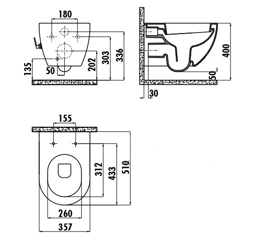 CREAVIT FREE Унитаз подвесной с биде с смесит. хол/гор FE320.00500 