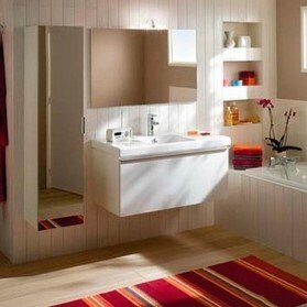 EB873RU-J5 пенал подвесной ODEON UP с зеркалом, 3 полочки /35/(глянцевый белый) 