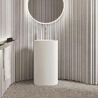 NOORTH milldue edition TUBE Раковина 48х38xh87 напольная из Ceramilux ,слив в стену, без отв. для смес, без перелива, цвет: белый матовый