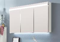 Puris Ace, зеркальный шкаф (3 двери) с LED подсветкой 1200 мм, цвет белый высокоглянцевый