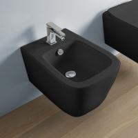 ARTCERAM A16 Биде подвесное 360х520 мм., с 1 отверстием для смесителя, с переливом, с крепежом, цвет черный глянцевый (Не производится!)