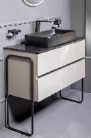 Тумба без раковины Vallessi 80*46cm АНТРАЦИТ глянец 2 полки