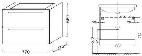 EB1277-N18 тумба под раковину STRUKTURA /77х47х56/ (белый) 