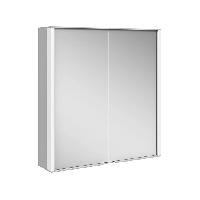 Keuco ROYAL MATCH Зеркальный шкаф 2-дв. двустор. 650x700x160мм, корпус: алюминий серебр. задняя стенка: стекло белое лак. цвет: алюминий анодированный