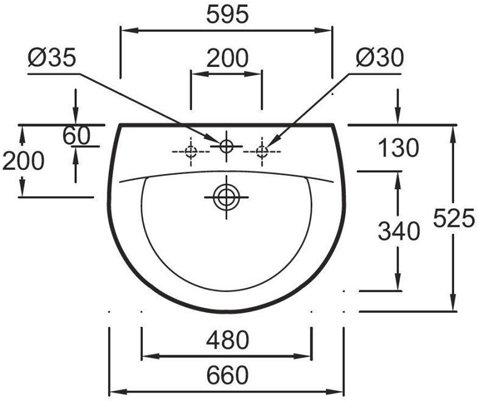 E1998G-00 раковина PATIO /65x52,5/ (бел) 