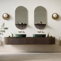 Oasis Naos / Топ мраморный загругленный с отверстием¶для 2 раковин L 236 D 56 H 2см цвет Verde Alp