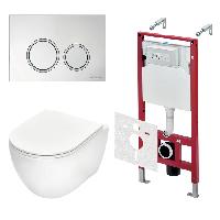 TECEspring Base Комплект 4 в 1 инсталяция, панель смыва с круглыми кнопками, хром глянц., унитаз модель R