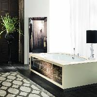 VITAGE milldue edition Ritz Основание для отдельностоящей ванны 2090х1250х615 мм., цоколь сталь, рама глянц лак Mandorla, отделка стекло Golden crash