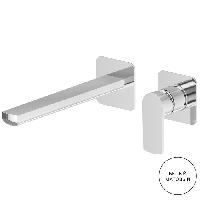 Newform Haka Внешняя часть смесителя для раковины из стены, излив 229 мм, без донного клапана, цвет: белый матовый