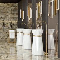 OASIS PLISSE Раковина напольная Ø440х950 мм, без отв. для смесителя, без перелива, c донным клапаном, кольцо золото, цвет белый (упаковка-3-х коробки)