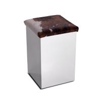 3SC Pouff Пуф корзина для белья с сиденьем из белой эко-кожи, цвет: nickel satinato opaco/белая эко-кожа