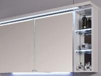 Puris Crescendo, зеркальный шкаф 90 см левый с верхней и нижней Led подсветкой 60 см, цвет серый структурный