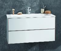 Puris Ice Line, тумба под раковину с открытием PUSH 900 мм, цвет белое матовое стекло