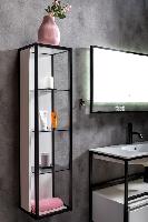 Пенал LOFT высокий белый, полки стекло