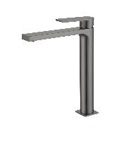 AQG Alpha, высокий однорычажный смеситель для раковины без донного клапана, цвет оружейная сталь (PVD)