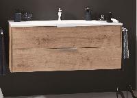 Puris D.Light, тумба + раковина из минерального литья 1200 мм, цвет дуб натуральный