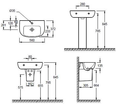 E4755G-00 раковина ODEON UP /56x37/ (бел) 