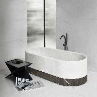 NOORTH milldue edition ROMA Ванна отдельностоящая 1700x800х500 мм., без перелива, с сифоном, цоколь Grafite, отделка Bianco Carrara