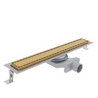 Plumberia Selection Трап душевой PS IN-TILE 6x100 2устор. накладка из нерж.стали, комбинир.затвор с горизонт. Выпуском Ду 50мм,40л/мин, золото браш.