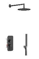AQG Urban Flow, душевой комплект ER236 на 2 потребителя, с настенным кронштейном, цвет оружейная сталь (PVD)