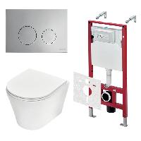 TECEspring Base Комплект 4 в 1 инсталяция, панель смыва LT с круглыми кнопками, хром глянц., унитаз модель K