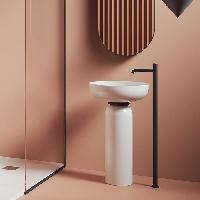 Artceram JOLIE Кольцо для колонны(пристенный монтаж) , цвет черный матов + ДОННЫЙ клапан- цвет хром (Со склада продаем с раковиной и колонной!)