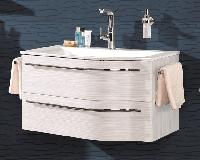 Puris Swing, тумба под раковину 900 мм левая, цвет белый высокоглянцевый