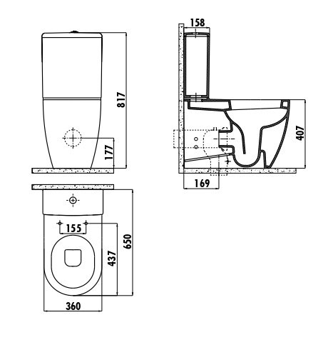 CREAVIT FREE Унитаз напольный к стене FE360.00100 