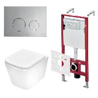 TECEspring Base Комплект 4 в 1 инсталяция, панель смыва LT с круглыми кнопками, хром глянц., унитаз модель S