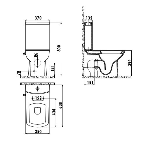 CREAVIT LARA Унитаз напольный с биде с краном (холодная вода) LR360.00400 