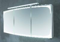 Puris Classic Line, зеркальный шкаф с LED подсветкой 1400 мм, цвет белый высокоглянцевый