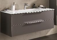 Puris Ice Line, тумба под раковину с ручками 1200 мм, цвет серое матовое стекло