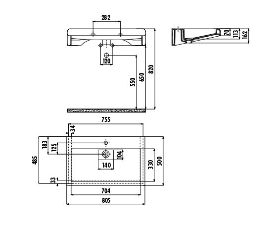 CREAVIT Раковина мебельная (80см) БАЗАЛЬТ EP080.20000 