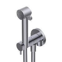 Ritmonio Toilet accessories Гигиенический душ с лейкой из латуни, шлангом 800mm, шланговым соединением с держателем и запорным краном, цвет: Brushed