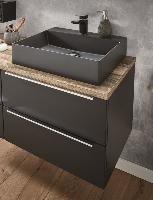 Puris Aspekt, тумба под раковину (2 ящика, ручки черный мат.) 900 мм, цвет серый космос матовый