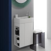 Laufen Kartell Раковина 460х280х120мм без перелива, с 1 отв. под смеситель, полочка справа, со скр сливом, цвет: белый