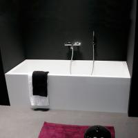 ANTONIO LUPI BIBLIO Ванна пристенная (2стороны) 170х70х53.5 см, с сифоном и ,ножками и донным клапаном (хром), мат-л: Corian, цвет: белый