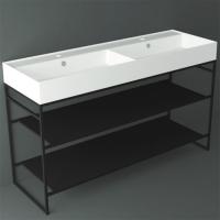 SIMAS AGILE Структура металлическая 141x46xh72 см, напольная, для раковины AG141, с 2 полками, цвет черный матовый