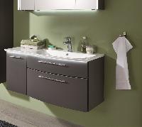 Puris, Linea 100 см левый: тумба, раковина из минерального литья с подсветкой, цвет старый вяз