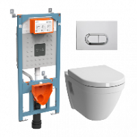 Комплект подвесного унитаза S50 Rim-Ex с инсталляцией и кнопкой, сиденье микролифт